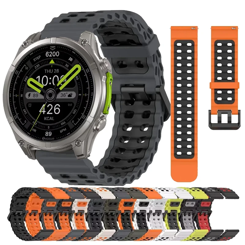 

Ремешок Ocean для Zeblaze Vibe 8 7 7 Pro 7 Lite, силиконовый ремешок 22 мм, браслет для Zeblaze Stratos 4 3 2 Ultra/Beyond 3 Pro/GTR 3Pro