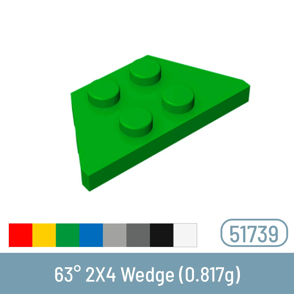 บล็อกก่อสร้างแบบ DIY ขนาด50ชิ้น/ล็อตเข้ากันได้กับอิฐพลาสติก51739 ° ของเล่นลิ่ม2X4 63ชิ้น