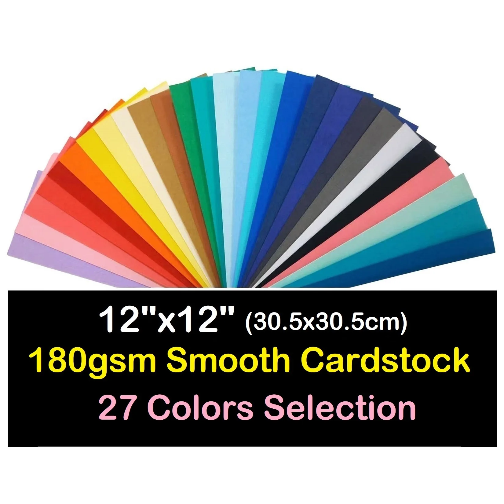 12x12 inch Smooth Cardstock 180gsm PK25 Dye Based Color Paper For DIY Crafts, Cardaking and Scrapbooking