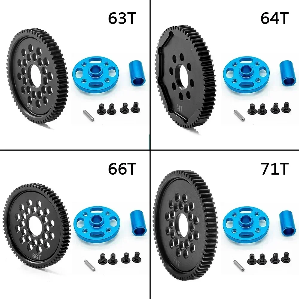 

Metal 63T 64T 66T 68T 71T 54500 Spur Gear and Gear Mount High Speed Gear Set for TT-02 TT02 1/10 RC Car Upgrade Parts