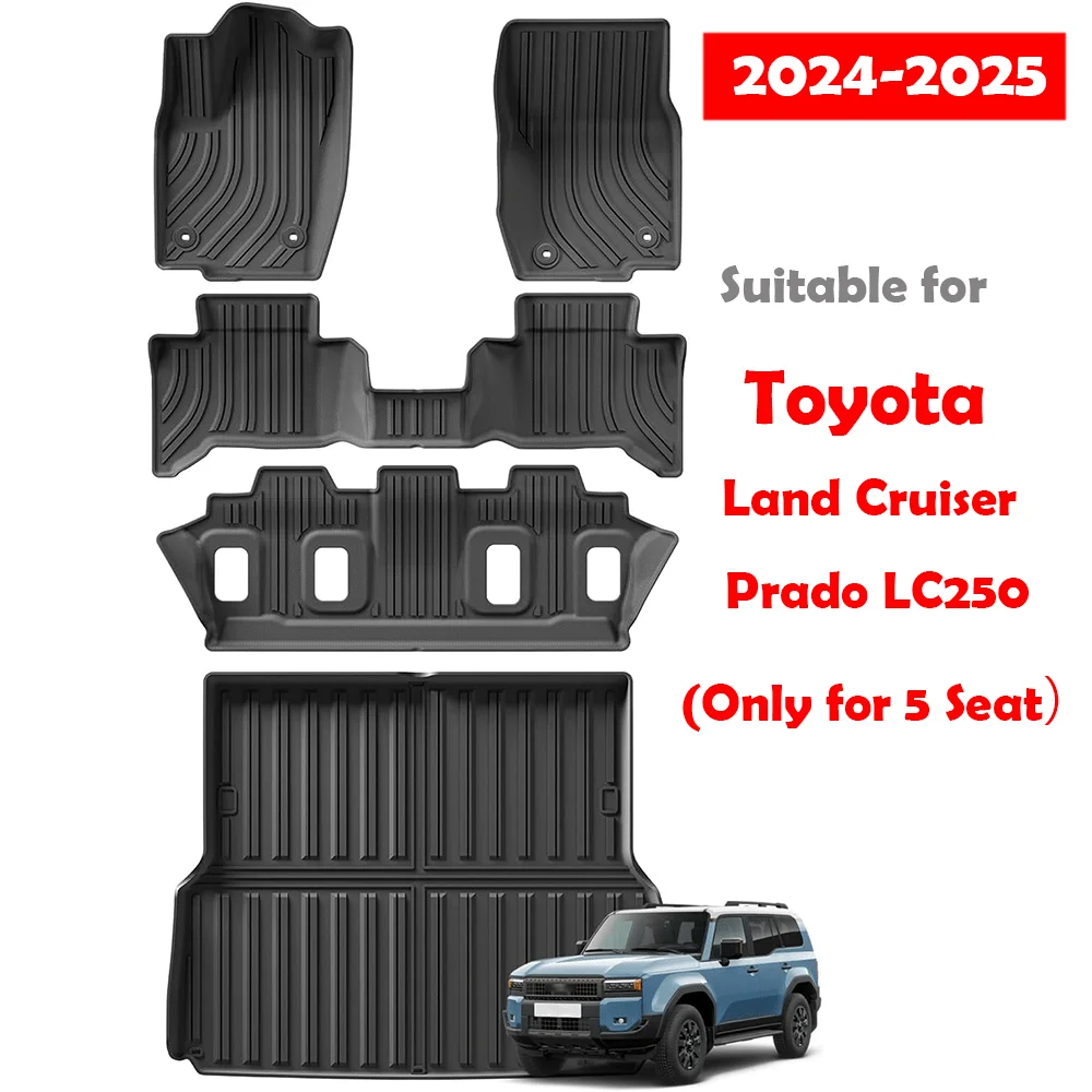 

Floor Mats Cargo Liner for Toyota Land Cruiser Prado 250 J250 LC250 for 5 Seat TPE All Weather Floor Liners Trunk Mat 2024 2025