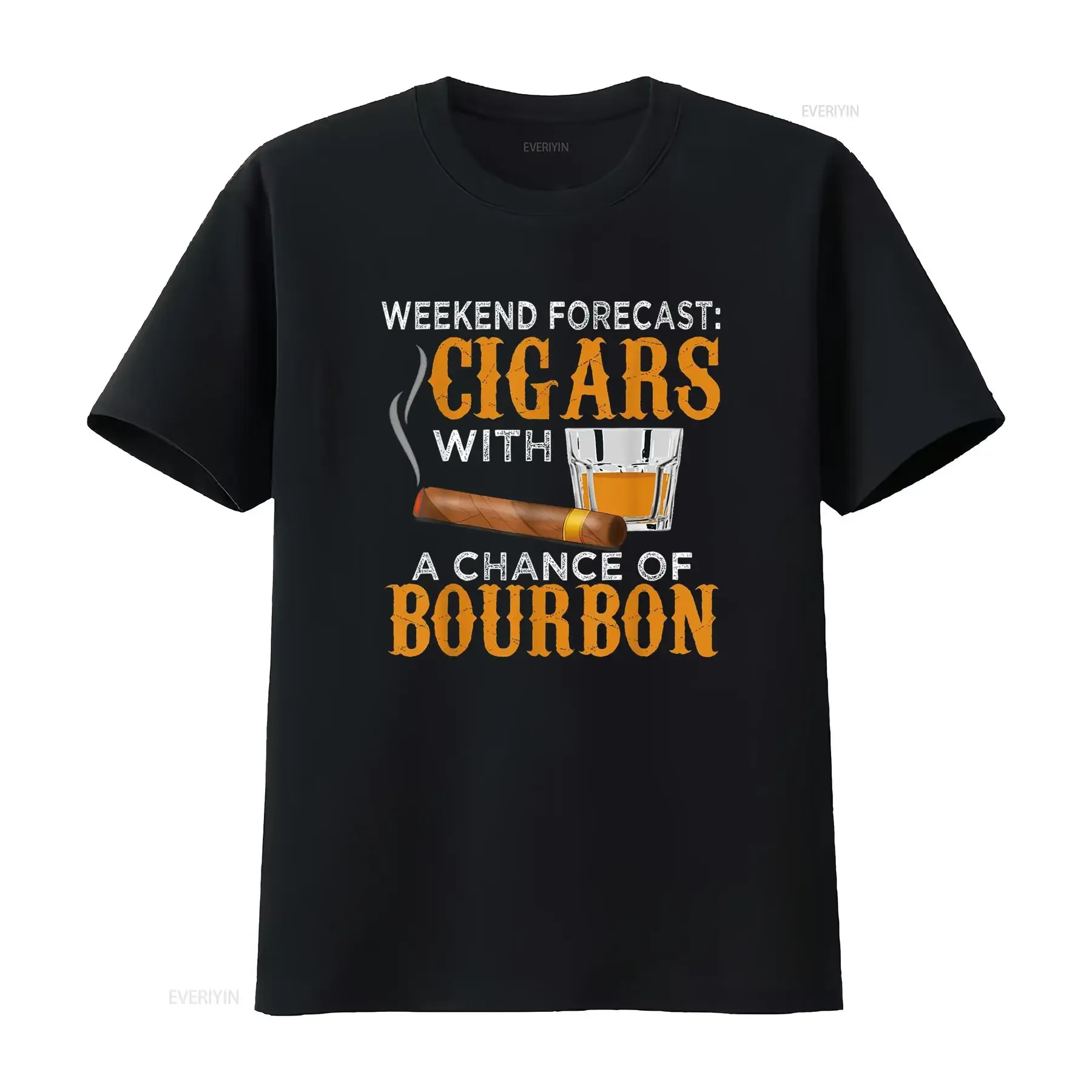Weekend Forecast Cigars Chance of Bourbon Cigar For Dad T Shirt vintage Washed Unisex Breathable streetwear Stylish fashion
