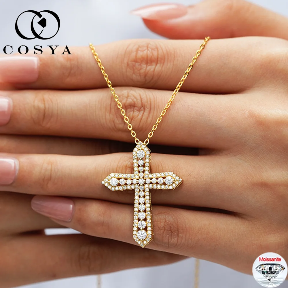 

Сертифицированное COSYA ожерелье с крестом из муассанита, цвет D, 100% серебро S925 для женщин, изысканные классические ювелирные изделия, подарки, оптовая продажа