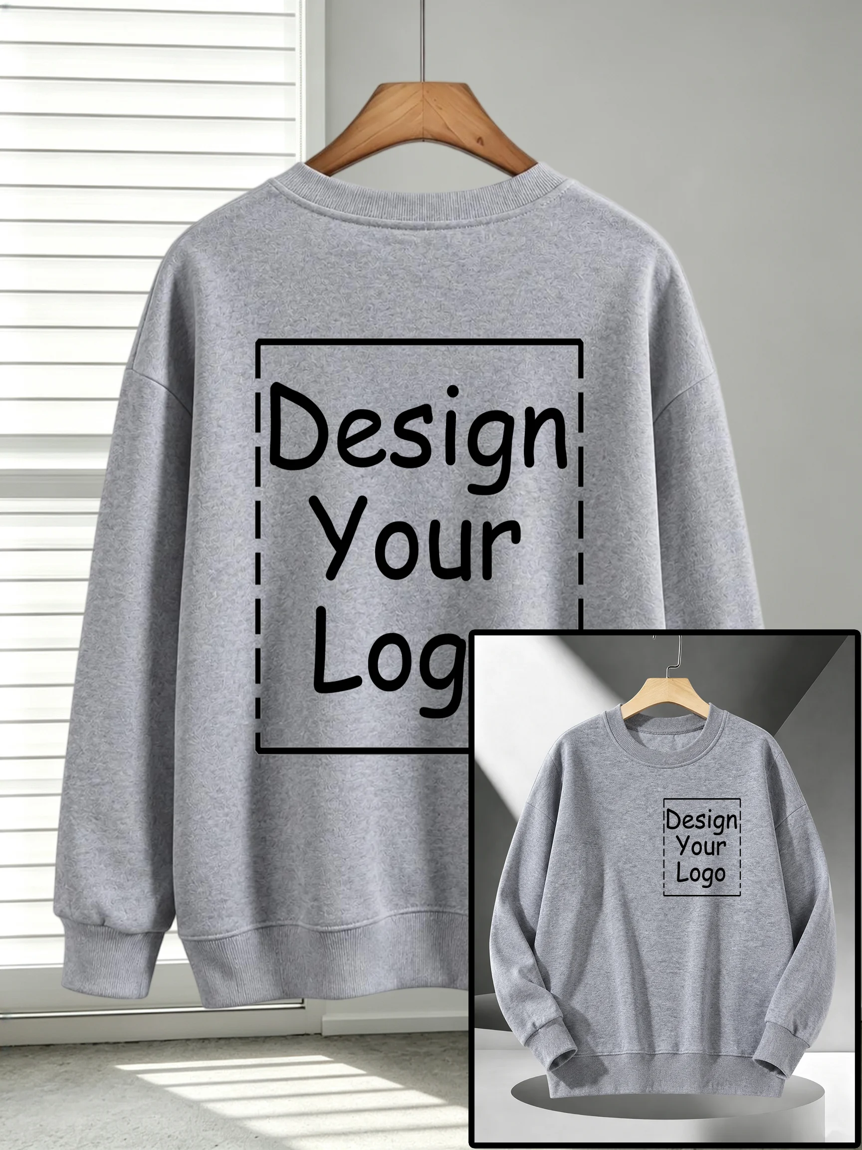 Herren-Freizeit-Sportpullover, personalisierbar, mit individuellem Aufdruck, Sweatshirts, Herbst-Fleece, O-Ausschnitt, Streetwear, Team-All-Match-Kleidung – Detail 11