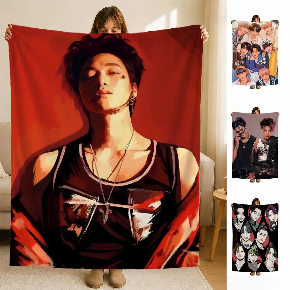 Kpop A-ATEEZ Weiche Flanelldecke für Bett, Schlafzimmer, Sofa, Picknickdecke, hautfreundlich, atmungsaktiv, Geschenkdecke