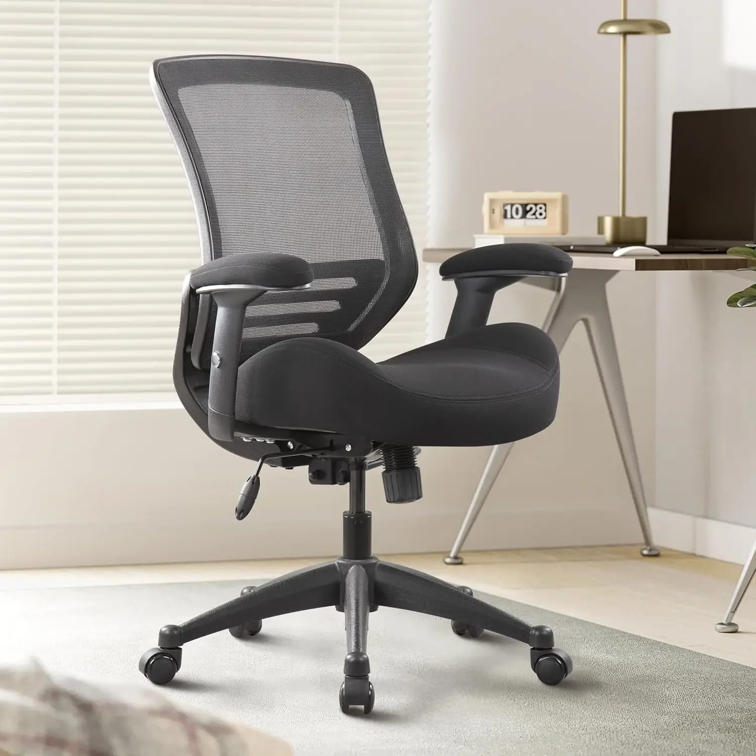 BOLISS sedia da ufficio ergonomica da 400 libbre con braccioli regolabili Super morbidi, sedile in schiuma modellata e supporto lombare Home Office