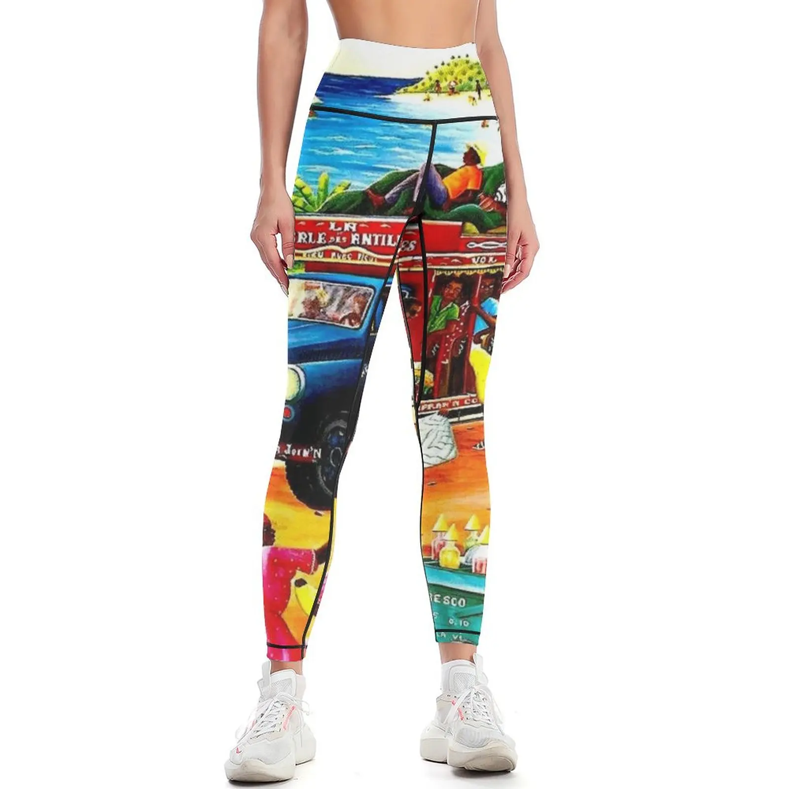 

HAITI : Vintage Travel and Tourism Advertising Print Leggings fitness set gym Women's tights Legging sport Womens Leggings