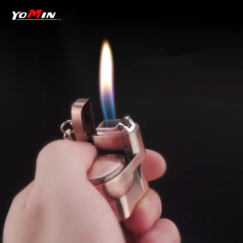 Metal Mini Keychain Lighter Windproof Inflatable Toilet Funny Fun Lighter Cigarette Accessories Men's and Women's Gifts