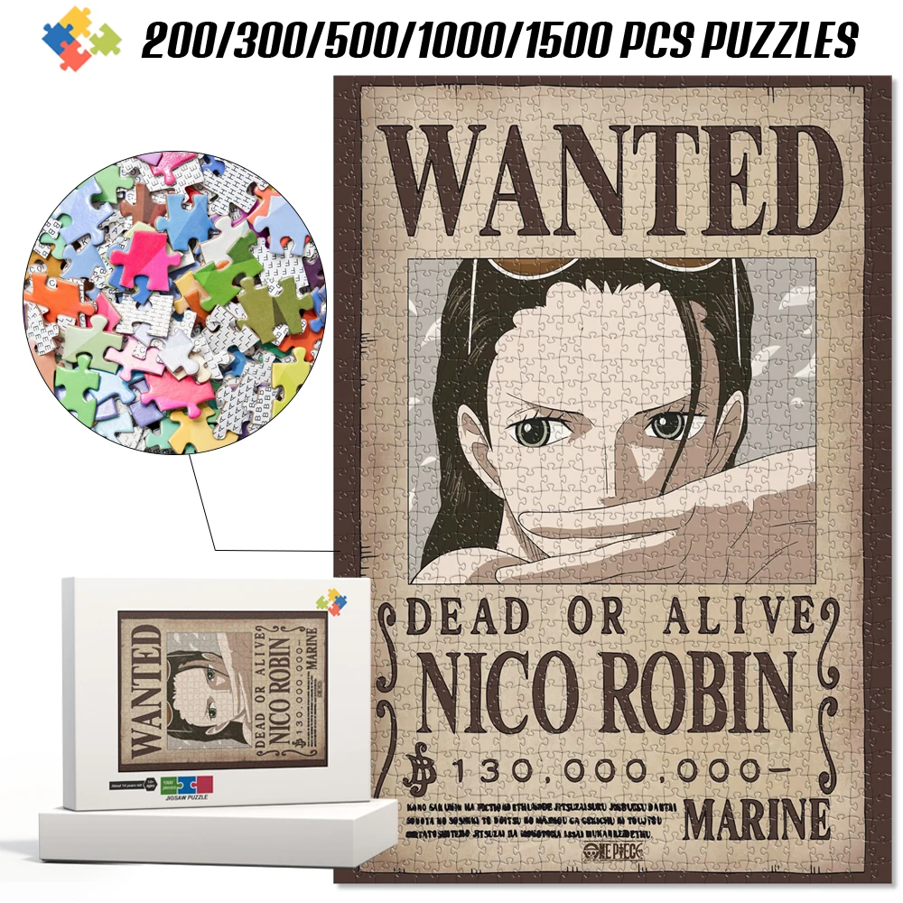 

One Piece Nico Robin Bounty Poster 1000Pcs Jigsaw Puzzles Montessori Educational Games for Kids Adults Fun Indoor Leisure Gifts