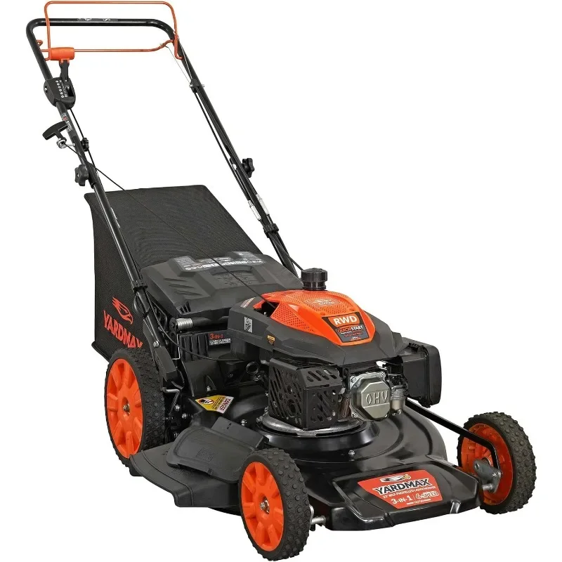 

201cc Select PACE 6 Speed CVT High Wheel RWD 3-in-1 Gas Walk Behind Self Propelled Lawn Mower, Black