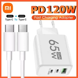 Xiaomi 120W Fast Charger USB Type C PD Fast Charging Quick Charge 3.0 Adapter USB C Cable For iPhone Huawei Samsung Cellphones