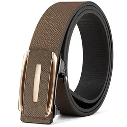 Business Men's Belt Automatic Buckle Belt PU Leather Belt High End Design Versatile Waist Belt