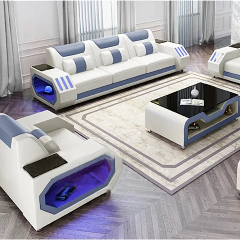 Functional living room comfortable sofa Large led creative sofa combination online celebrity style leisure sofa customization