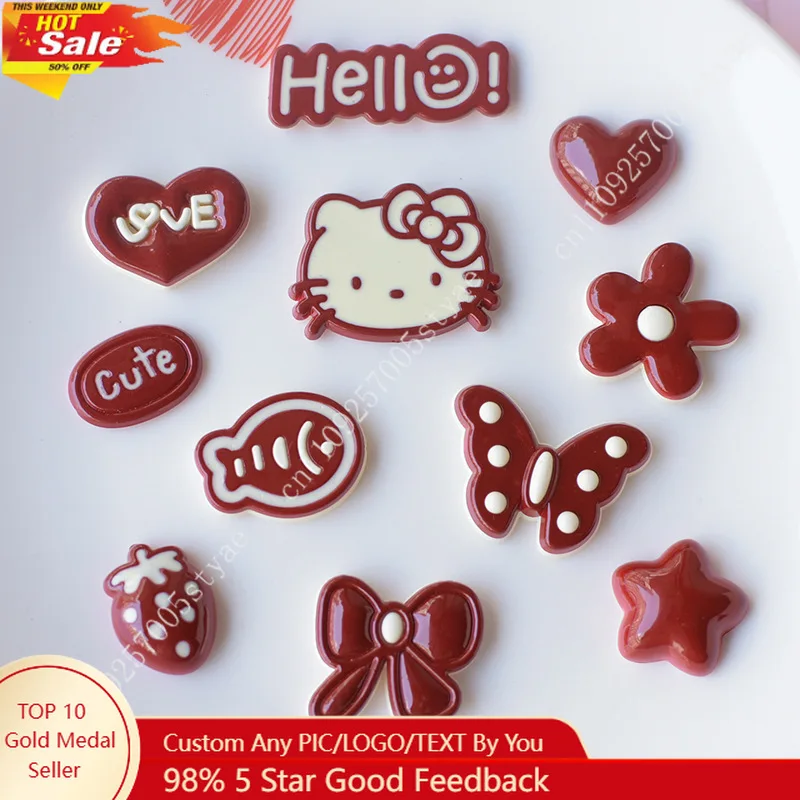 

Hello Kitty Love Fish Bow Strawberry Hole Shoes DIY Accessories Handmade Parts Phone Decorations