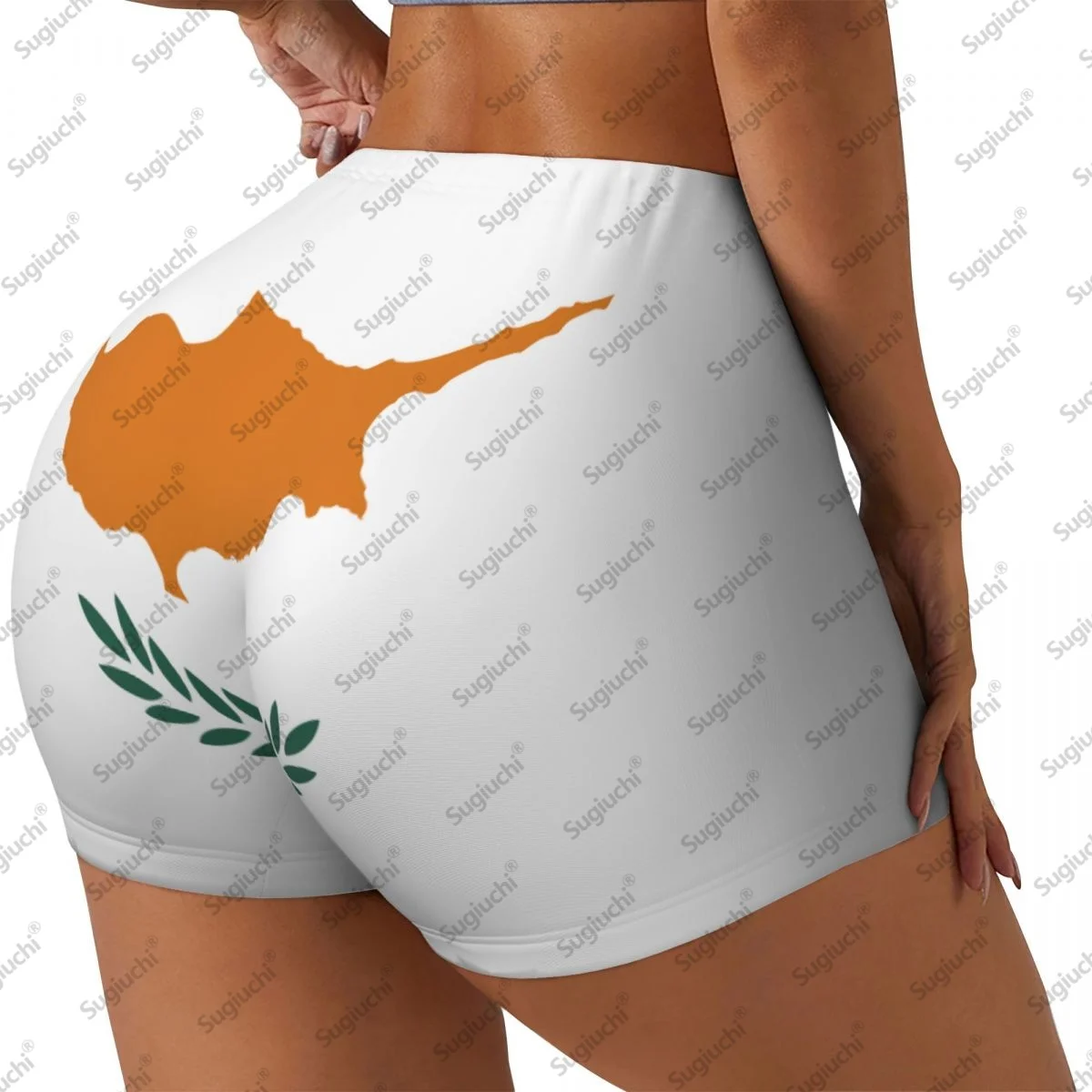 2026 키프로스 국기 요가 반바지 여성용 운동 스크런치 힙업 하이웨이스트 짐 러닝 반바지