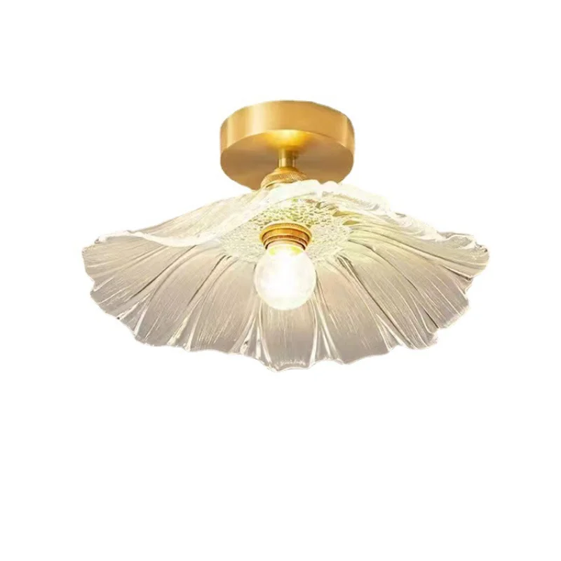 

All-copper light luxury entrance light lotus leaf light, cloakroom balcony light, bedside chandelier
