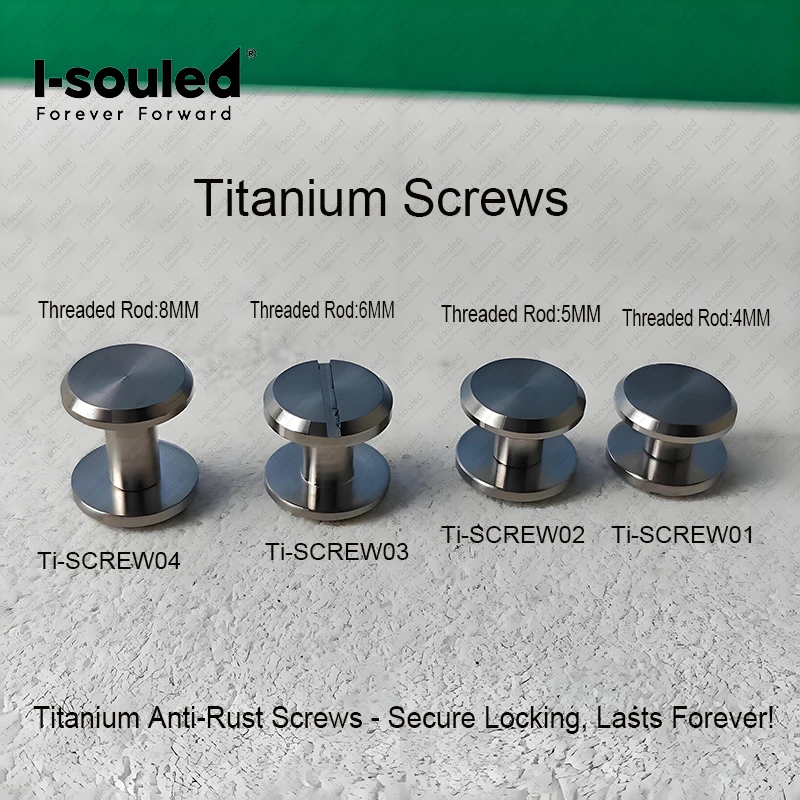 Titanium Belt Buckle Screws Chicago Flat Head Rivets Binding Posts 4-8mm Rust Proof Fasteners for Leather Bag Watch Strap Craft