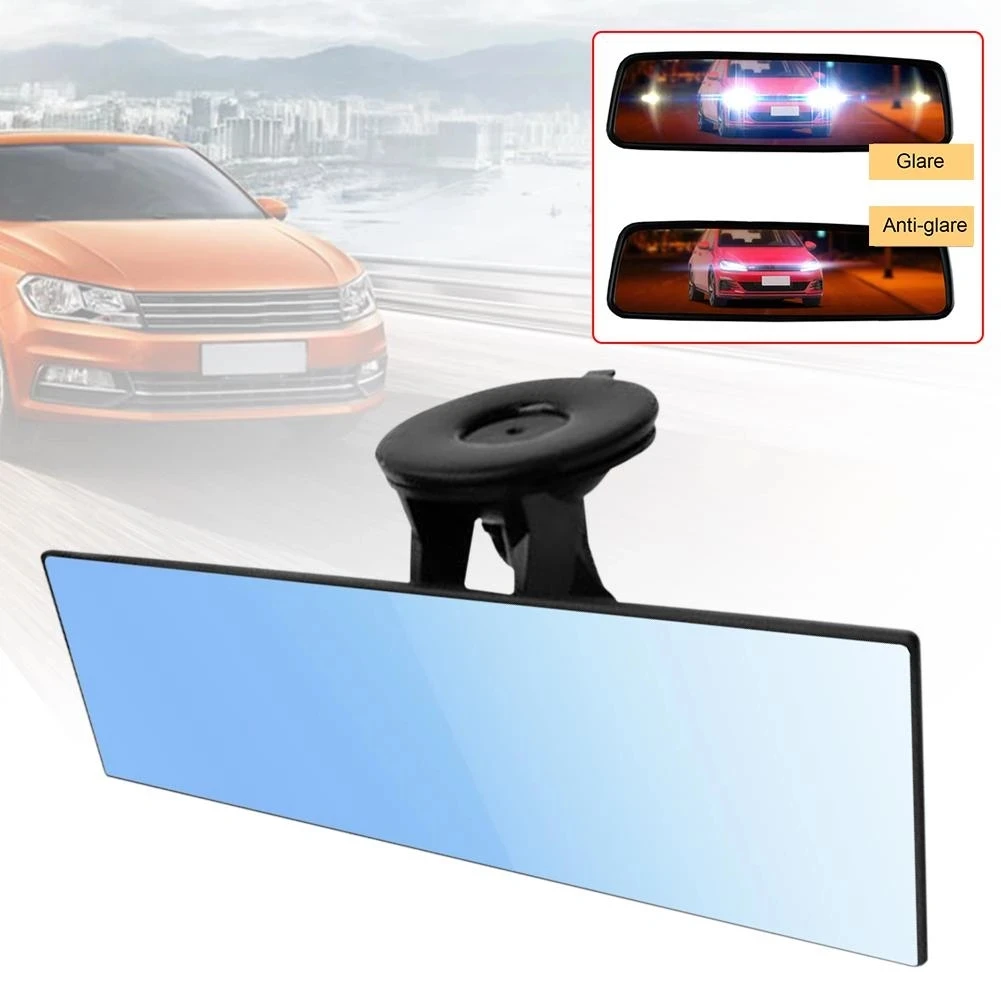 

Suction Cup Mirror Car Mirror Interior Suction Cup Blue Rearview Mirrors Auto Rear View Mirror Anti-glare Wide-angle Mirror