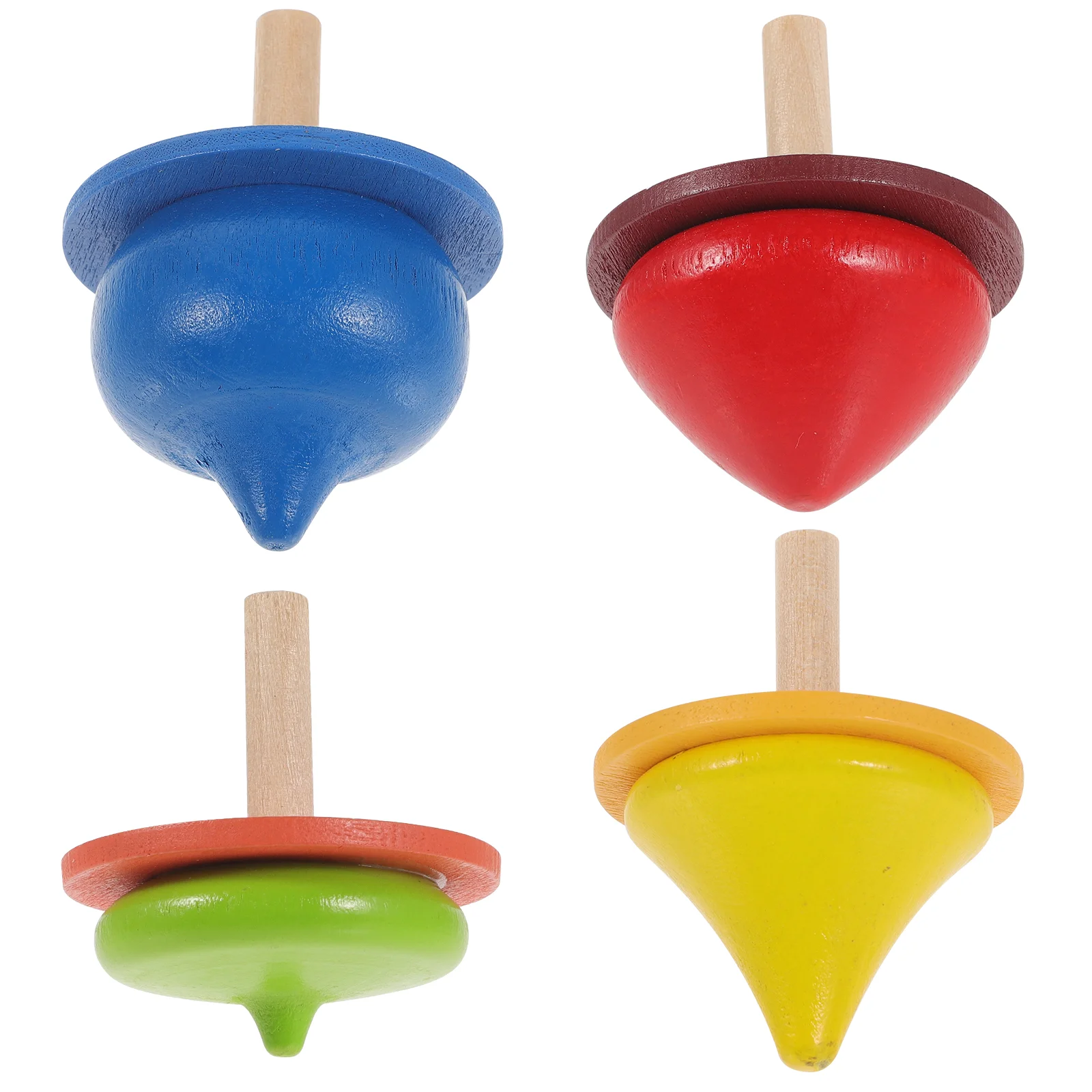 4pcs Kids Toddlers Educational Toys Wood Handmade Colour Gyro for Boys Girls wooden spinning kids top