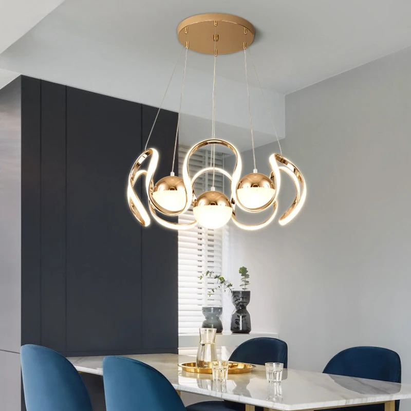 Nordic Light Luxury Creative Pendant Lamp for Restaurants Dining Table Living Room Chandelier Indoor Lighting Suspension Fixture