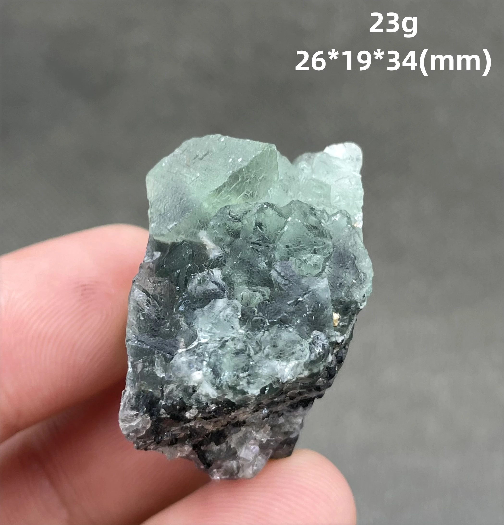 23 g Natural Zhejiang octahedron green fluorite mineral specimen + healing quartz crystals and stones rock gemstone