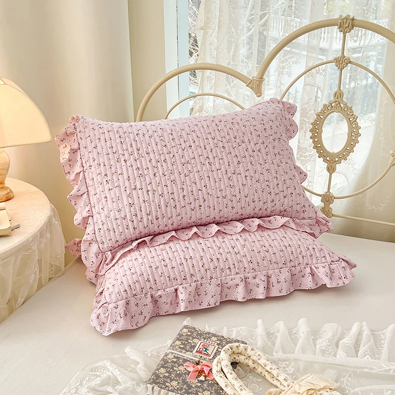 

2 шт. французские романтические маленькие стеганые утолщенные наволочки с цветочным принтом и маленькие защитные чехлы для подушек в деревенском стиле с цветочным принтом