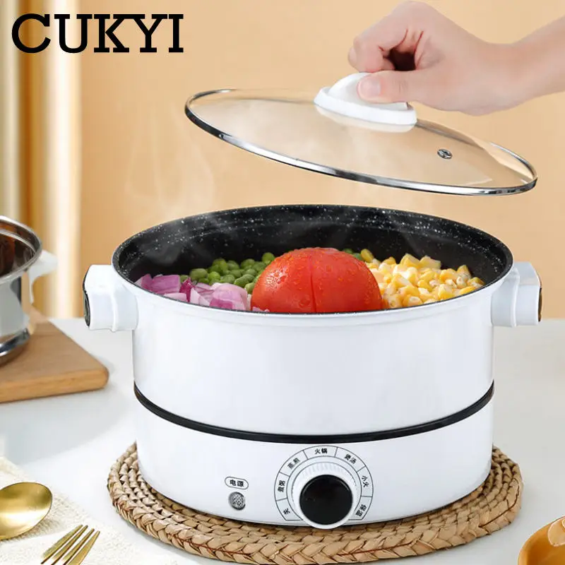 CUKYI Multifunction electric cooking pot Non-stick Medical stone coating Hot pot Noodles boiler food steamer insulation Fry pan