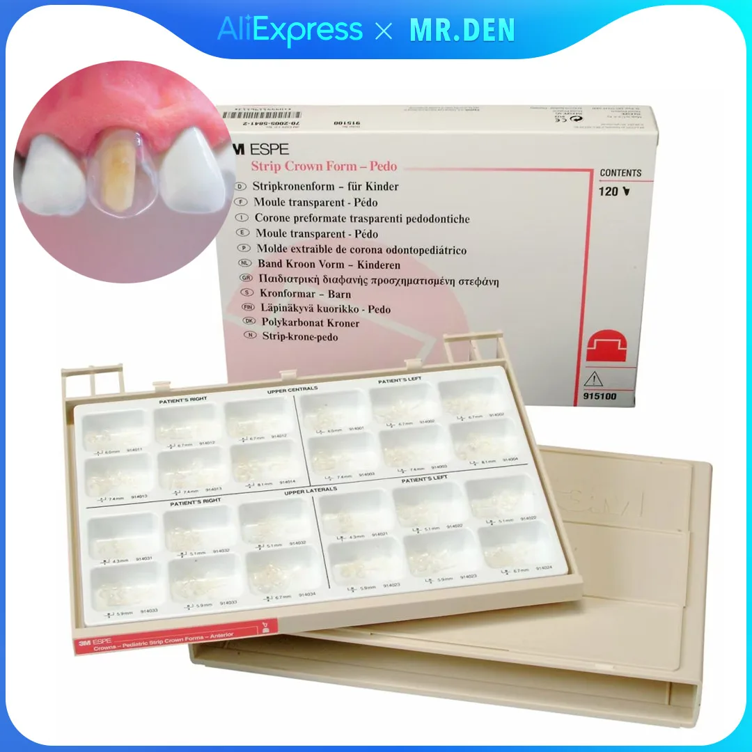 MR DEN Dental Kids 3M ESPE Strip Crown Form Pedo Refill Preformed Crowns 915100 Kit for Primary Anterior Applications