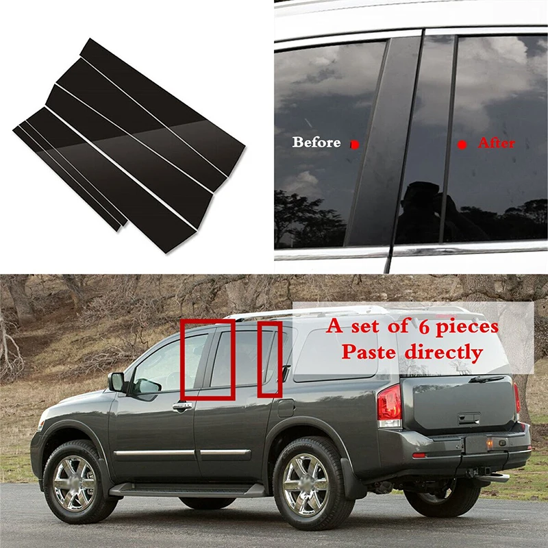 Car Black Pillar Posts Stickers Cover for Nissan Armada 2005 2006 2007 2008 2009 2010 2011-2015  accessories قطع غيار ارمادا