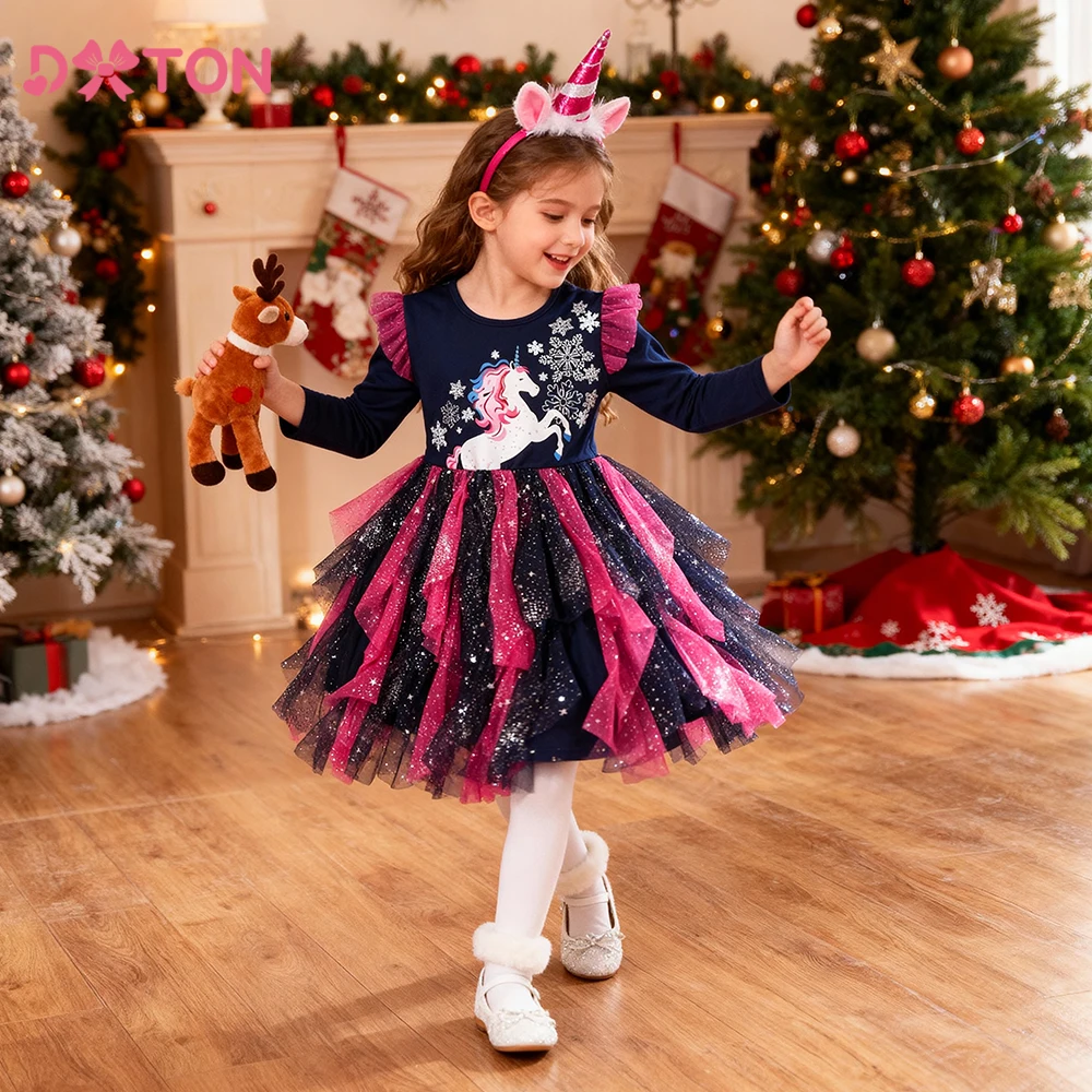 

DXTON Children Princess Costume Christmas Birthday Party Girl Dress Up Winter Clothing Snowflake Kids Xmas Vacation Costumes