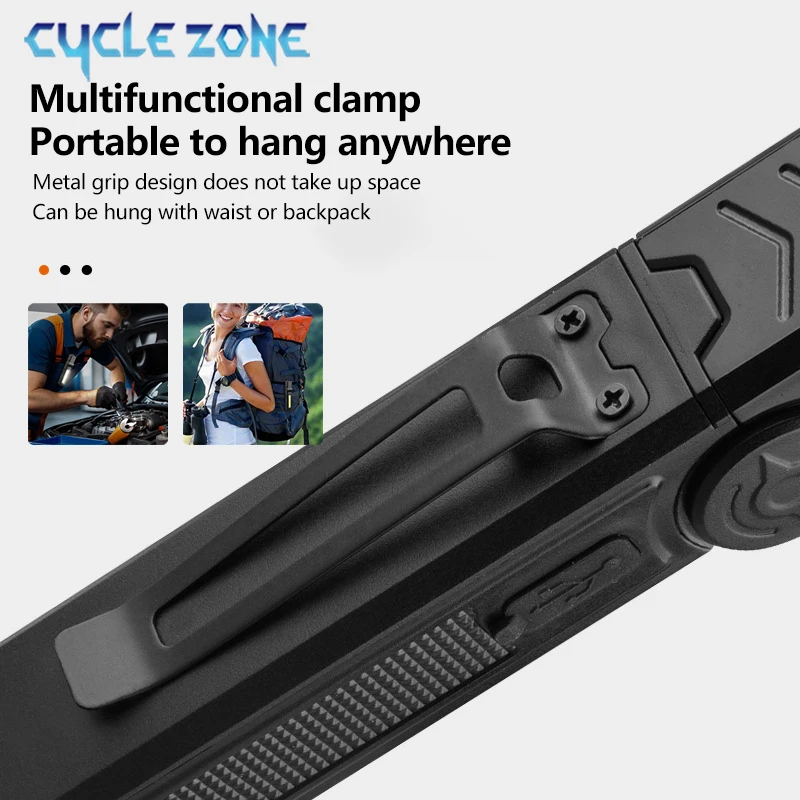 Powerful COB Flashlight Handheld Folding Lamp Camping Working Torch with Magnet Car Inspection Outdoor Red Warning Flash Lights