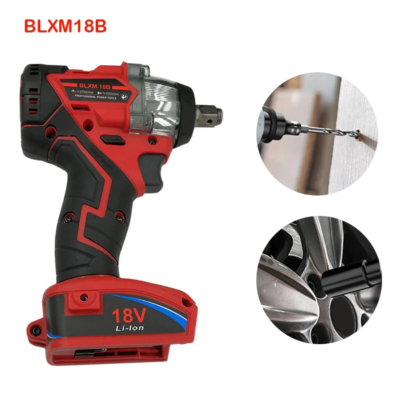 

For Makita for Milwaukee 18V Lithium Battery Brushless Cordless Electric Impact Wrench Screwdriver Socket Power Tools Compatible