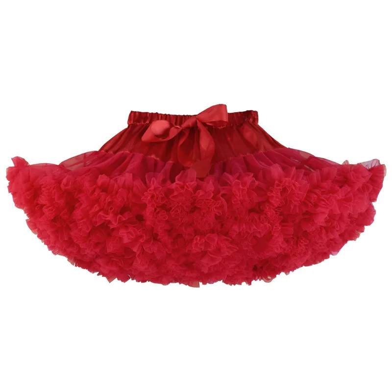 レディースプリーツチュールペチコート白黒ピンク赤チュチュふくらんパーティーコスプレスカート