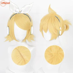 High Quality Rin Len Cosplay Wig Short Light Golden Yellow Heat Resistant Synthetic Hair Anime Cosplay Wigs + Wig Cap