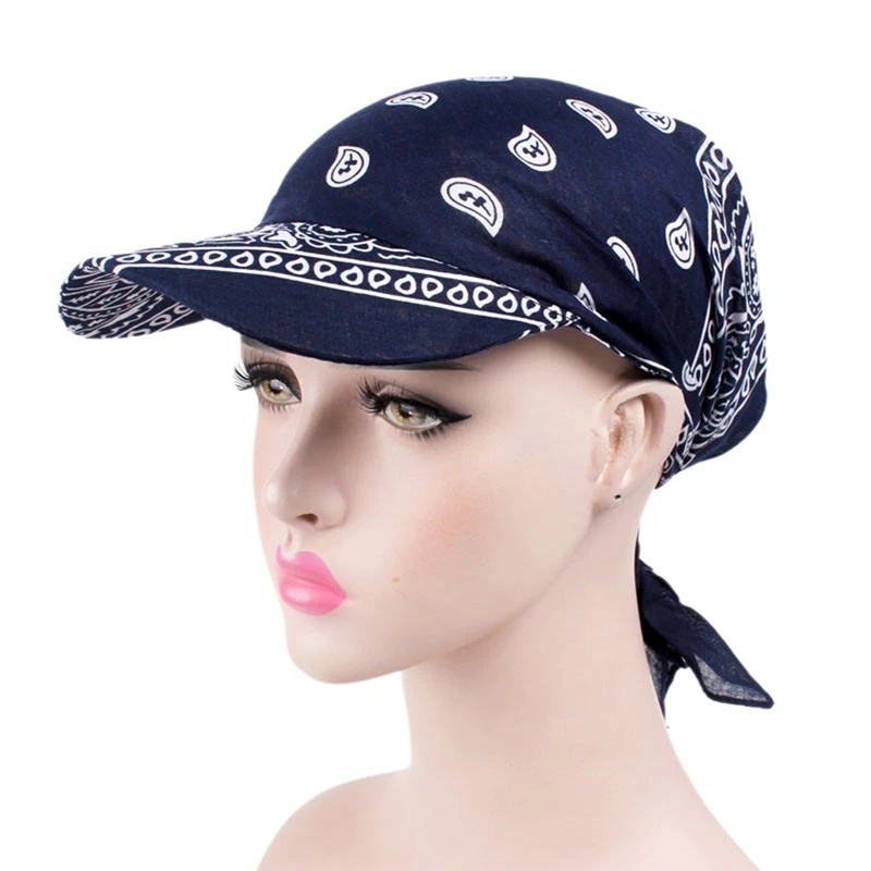 Paisley Head Scarf Shape Visor Hat With Wide Brim Sunhat Summer Women Beach UV Protection Sun Hats Baseball Cap Hijabs Islamic