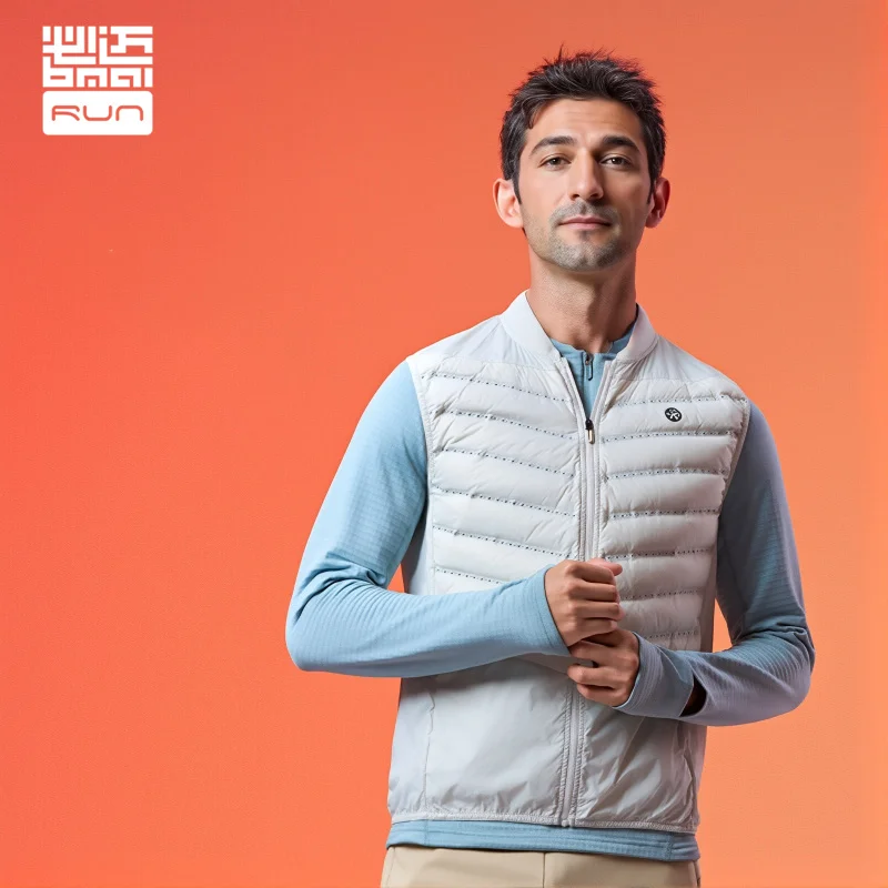 BMAI Winter Windproof Sports Outdoor Goose Down Vest for Men Lightweight Warm Running Sportswear Men's Jogging Jacket Clothing