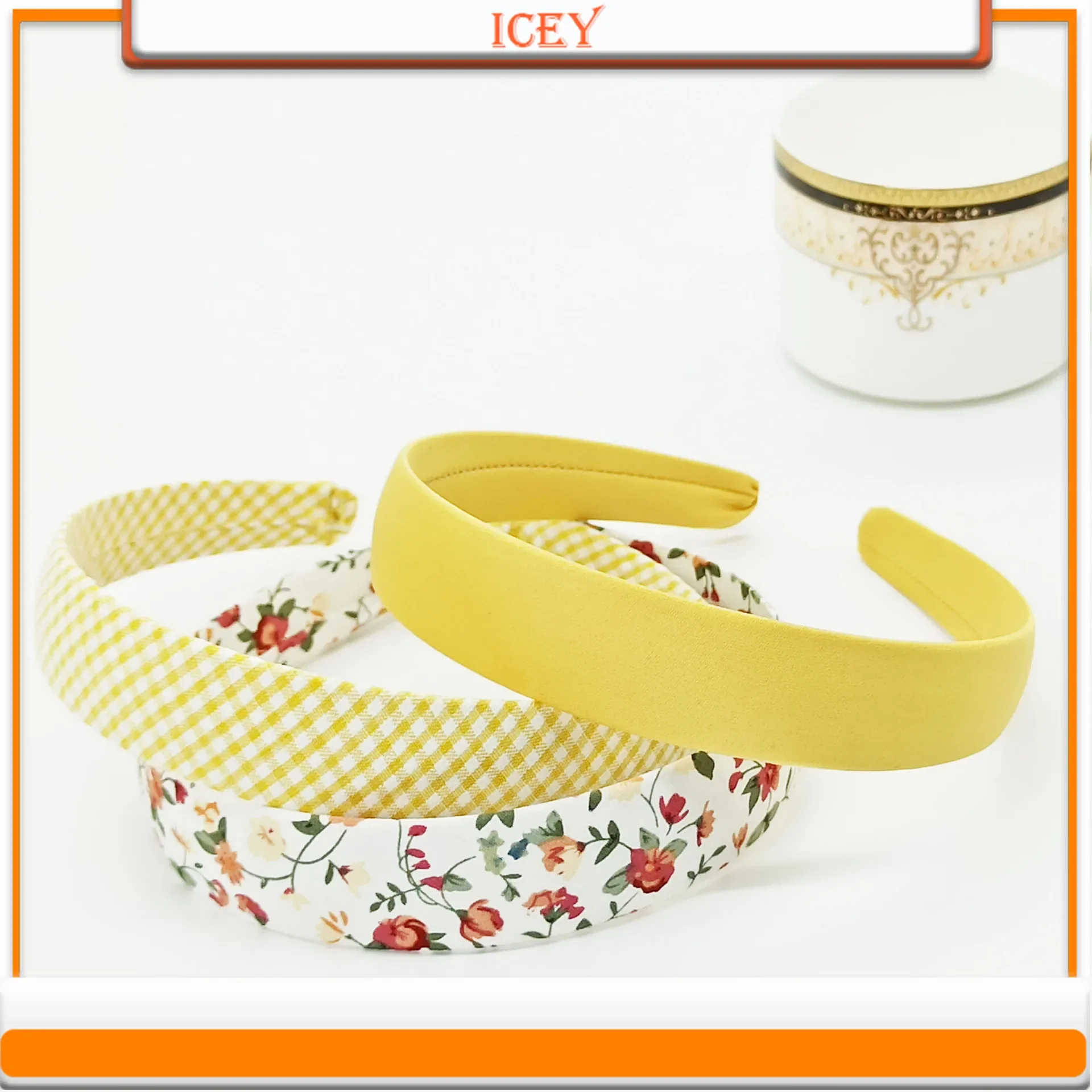 Icey Beauty Fresh Small Floral Plaid Solid Color Hair Band Sen Women's Hair Clip Makeup Face Wash Headband Mixed Batch