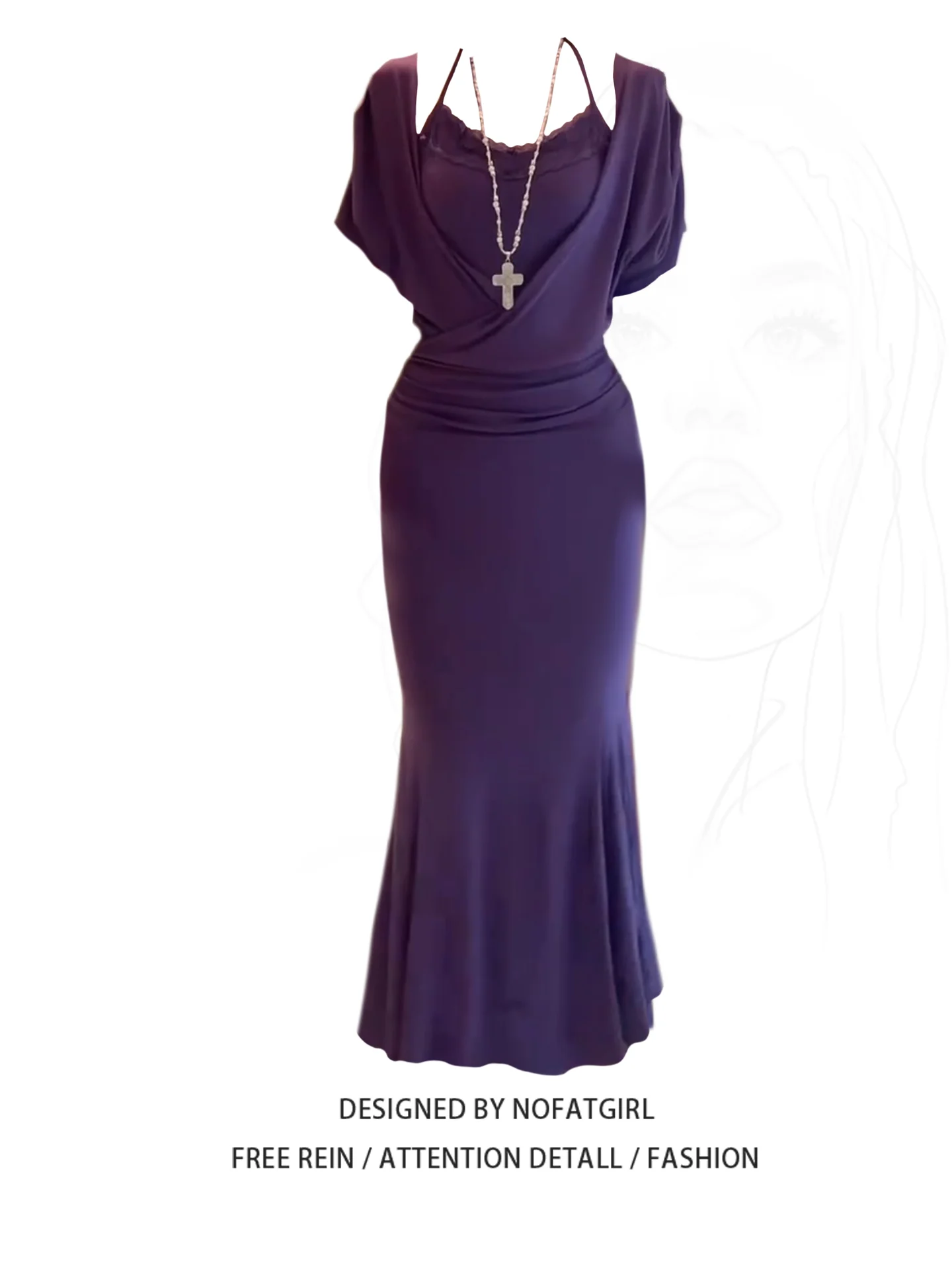 

Новинка: Женское летнее платье больших размеров с фиолетовой кружевной отделкой, завязками на талии и эффектом утяжки, модель Ba Beau Cover up.