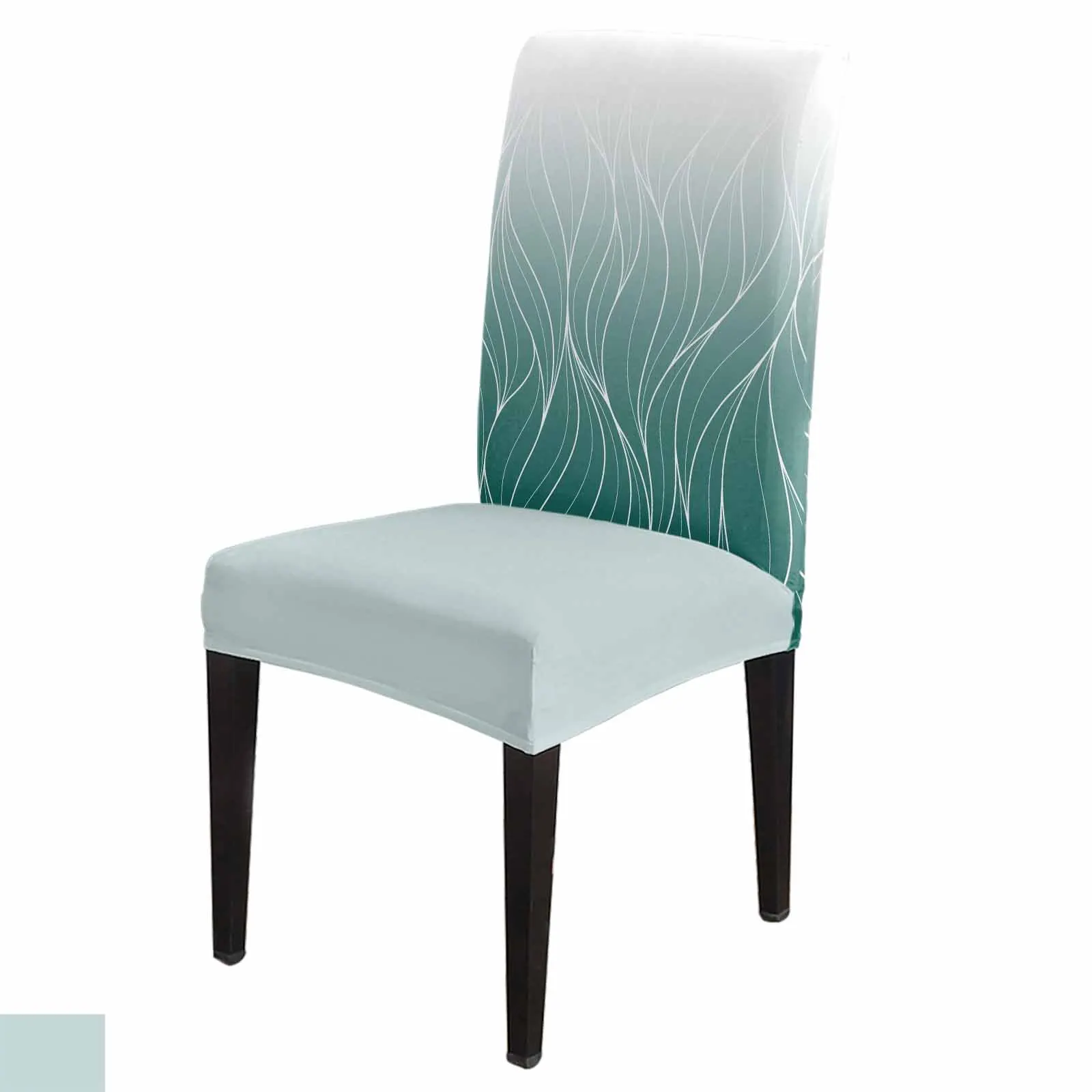 

Turquoise Gradient Line Texture 4/6/8PCS Spandex Elastic Chair Case For Wedding Hotel Banquet Dining Room