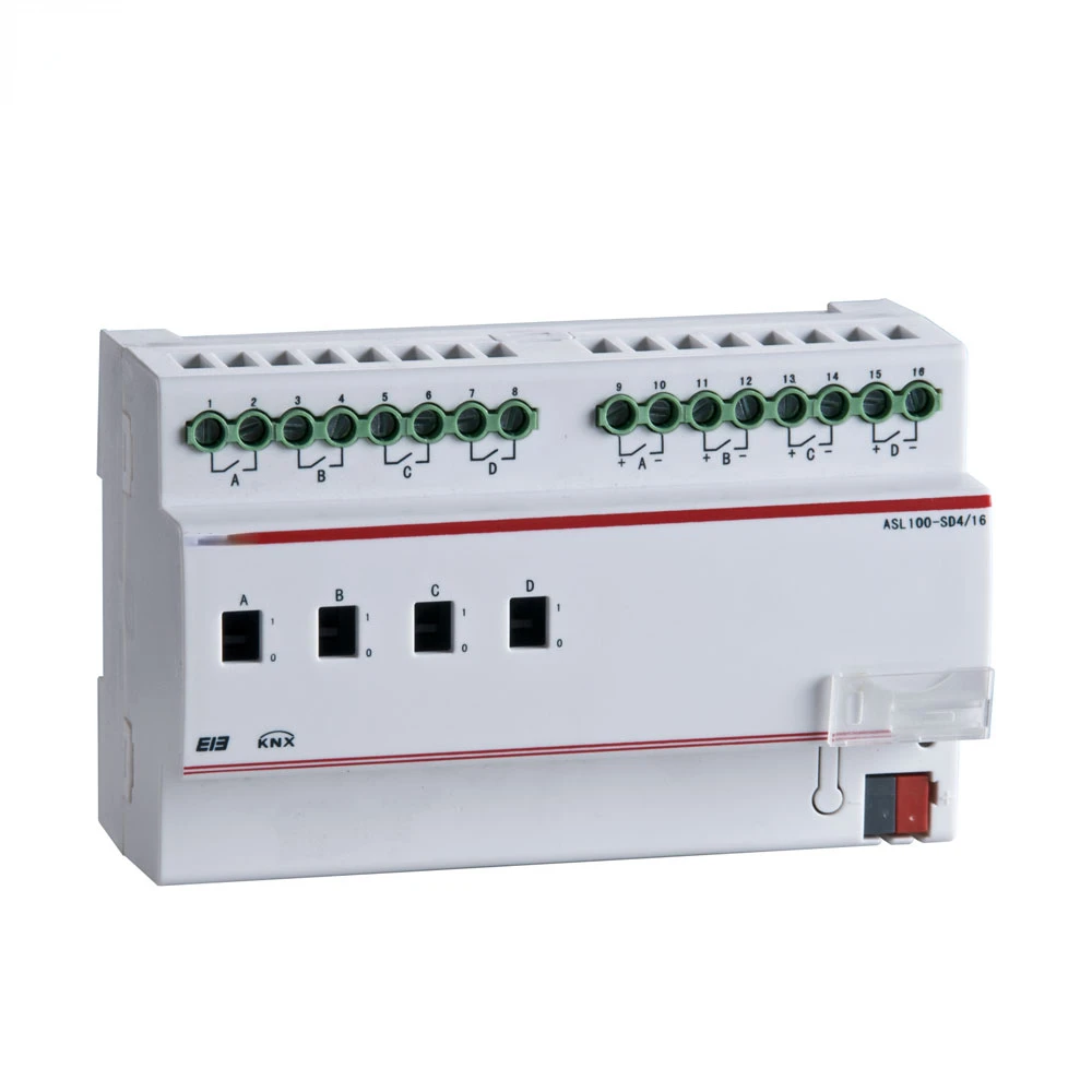 ASL100-SD4/16  schools lighting control system 0-10V dimming driver/ KNX switch actuator