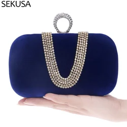 Bolsos de noche de lujo para mujer, bolso de mano de lujo con diamantes de fiesta, bolso de hombro con cadena negra y roja