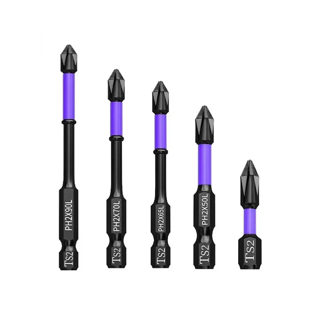 Professional Magnetic Cross Screwdriver Bit Set, 5PCS Non Slip PH2 Bits With Phosphating Black Treatment For Minimal Rust