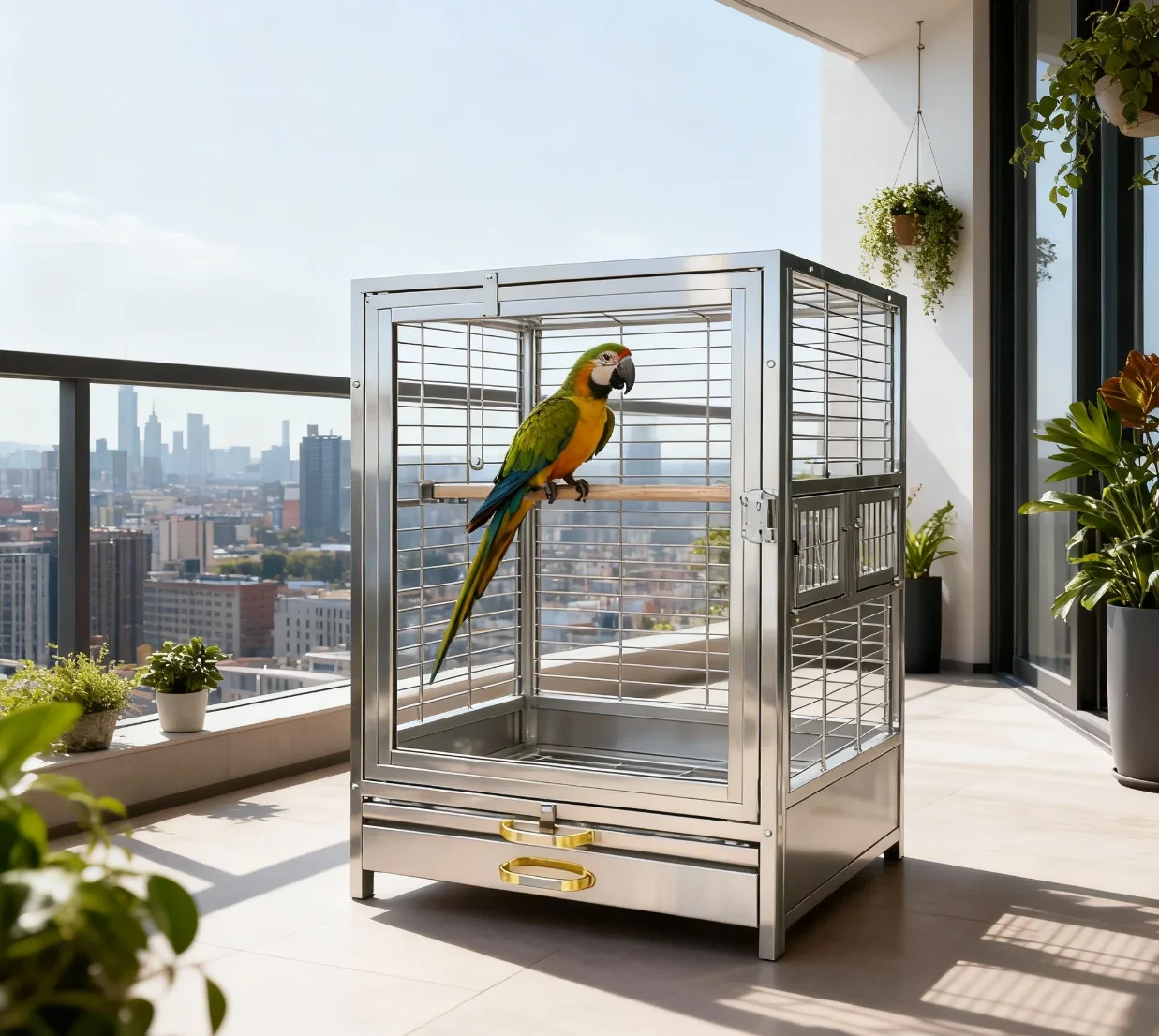 

Outdoor Home Luxury Eco-Friendly Lightweight Durable Stainless Steel Portable Pet Bird Cage