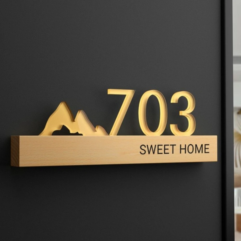 

Acrylic Door Plate Shop Sign Customized House Number Family Name Address Letter for Office Home Hotel Apartment with Sticker