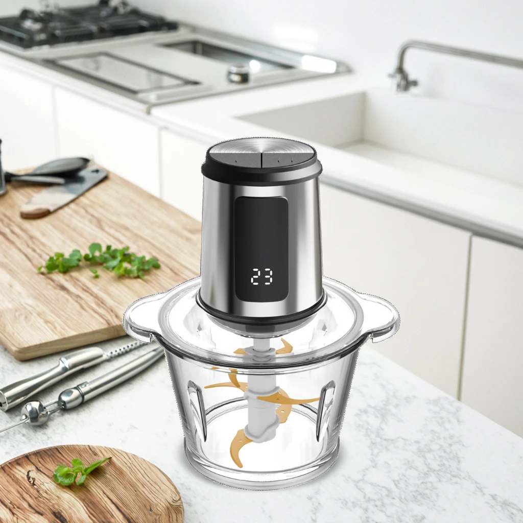 

New model Large-capacity Stainless Steel Food Processor Electric Meat Grinder and Multi-functional Chili and Vegetable