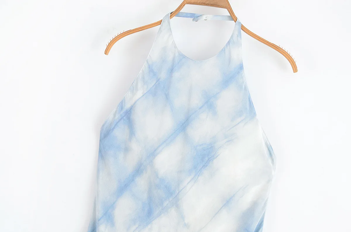 Fashion Retro Printed Midi Dress Sexy Backless Design Dress Halter Neck Long Dress Holiday Elegant Party Dress