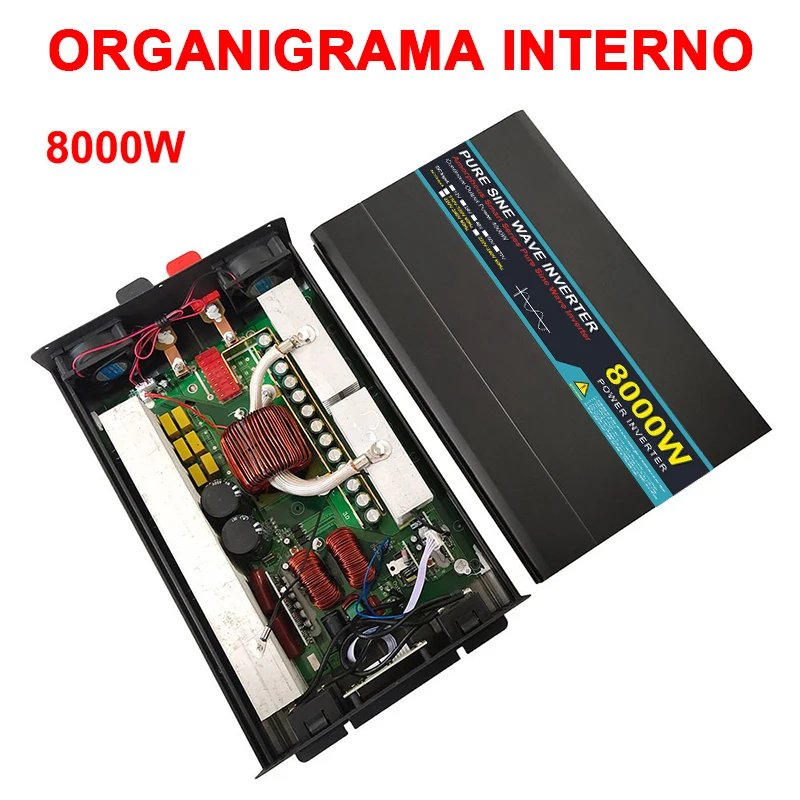 For GX-8KW 8000W Pure Sine Wave Inverter DC to AC 110V/220V/230V 30A 50/60Hz with AC Outlets USB Port for Home Use