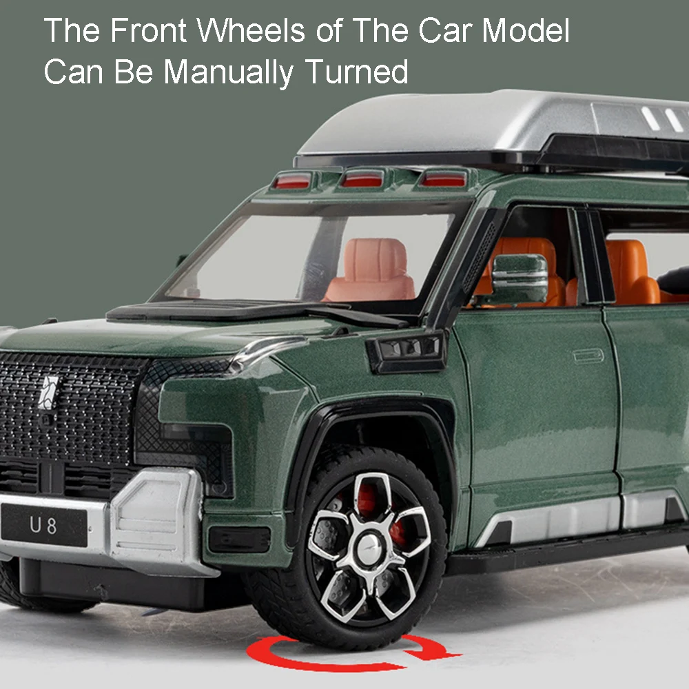 1:24 YANGWANG U8 Defender Model Samochodu Zabawka Metalowy Odlew Ciśnieniowy Pojazd Terenowy Amortyzacja Napęd Pull Back Otwierane Drzwi Symulacja Zabawki