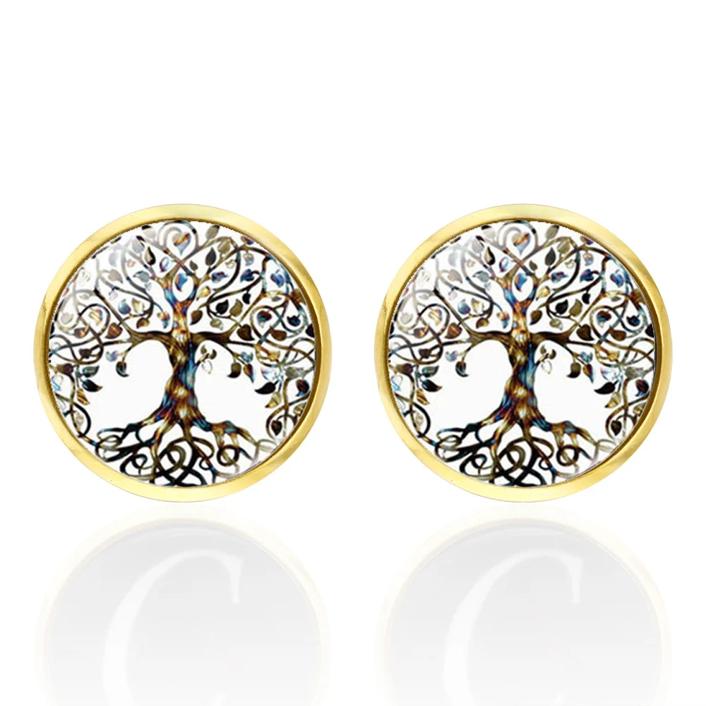 خمر شجرة الحياة الفن زجاج قبة الزفاف أزرار أكمام الرجال موضة يترك زر الكم مجوهرات دعوى قميص أزرار أكمام هدايا للرجل