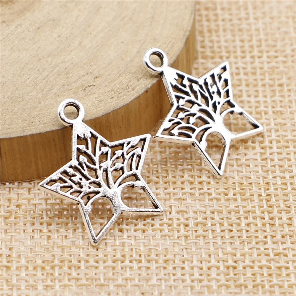 WYSIWYG 10pcs 21x23mm Pentagram Tree Charms Pendants For Jewelry Making DIY Jewelry Findings Jewelry Accessories